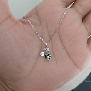 Dainty Zirconia stone Rose Pendant Necklace